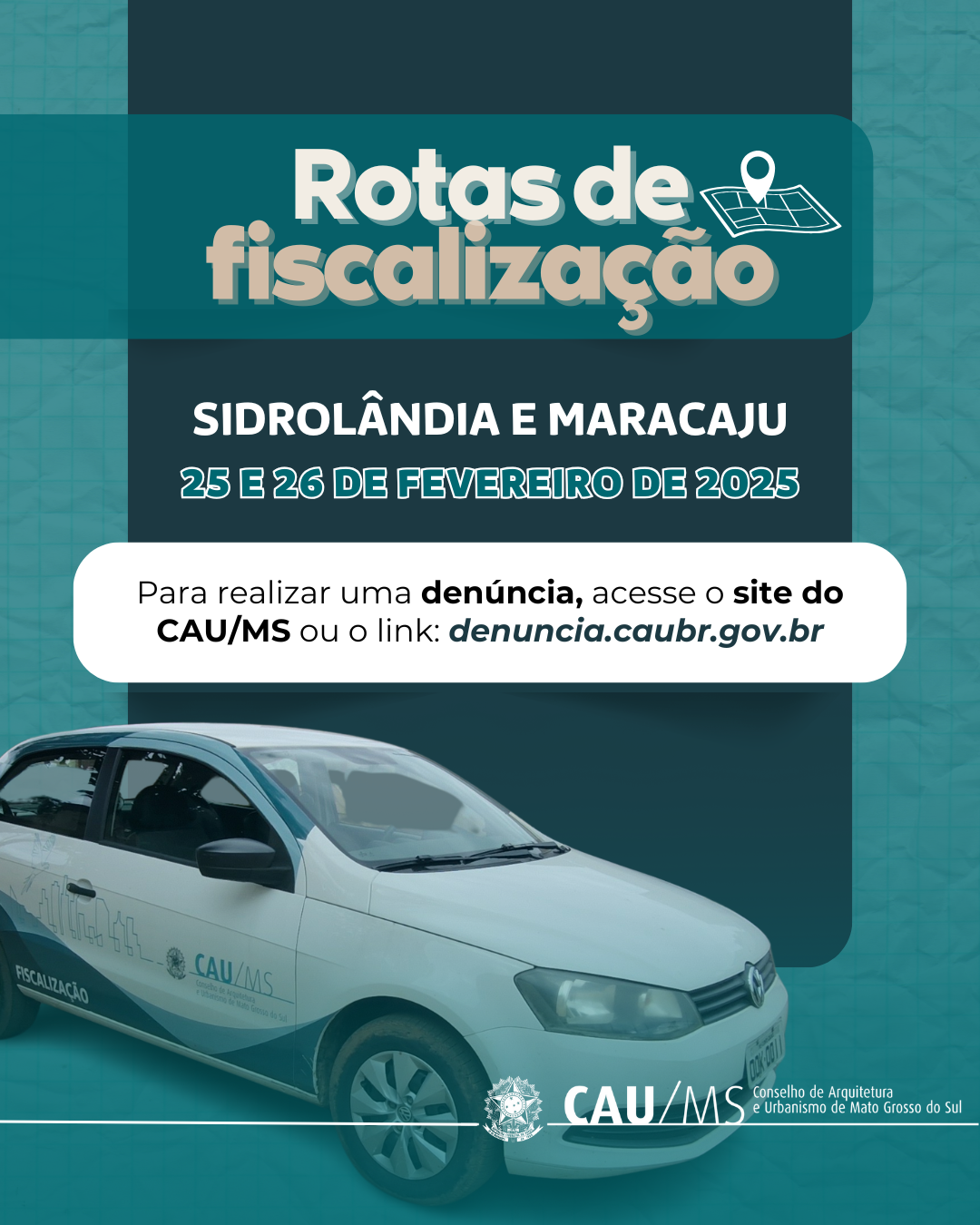 Stephanie Ribas Fiscalização do CAU/MS visitará Sidrolândia e Maracaju